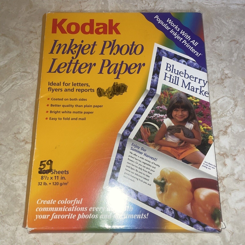 kodak Inkjet Photo Letter Paper 8.5‎ X 11 59 Sheets Unused NOP
